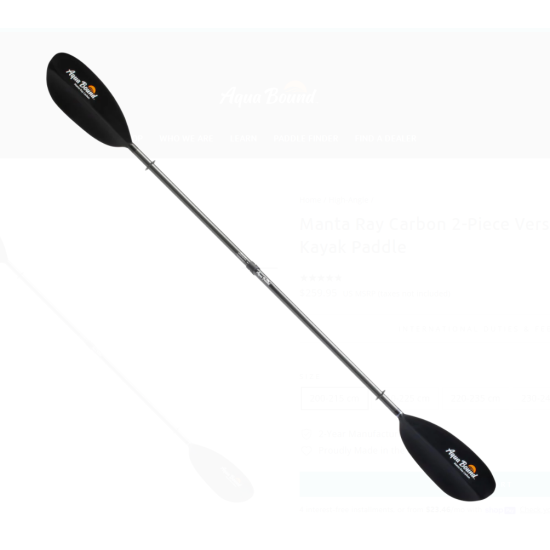 Aquabound MantaRay Carbon 2pc Versa-Lok Paddle- NEW REDESIGNED SHAPE